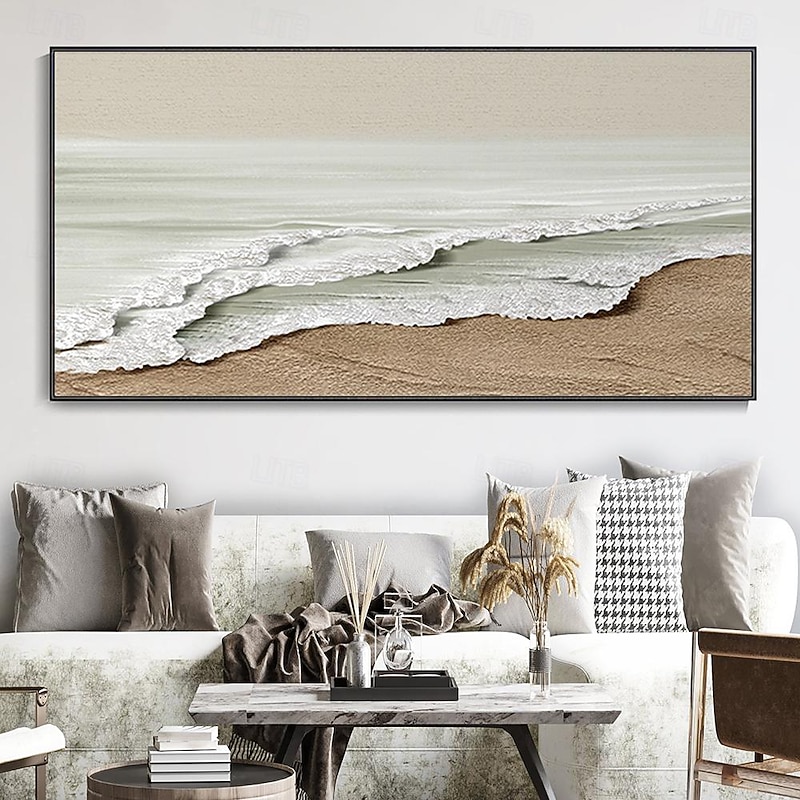 White Sea Waves Oil Painting Hand Painted Large Texture Sea Landscape Painting Home Decor Painting On Canvas Fashion artwork Wall Art Decoration