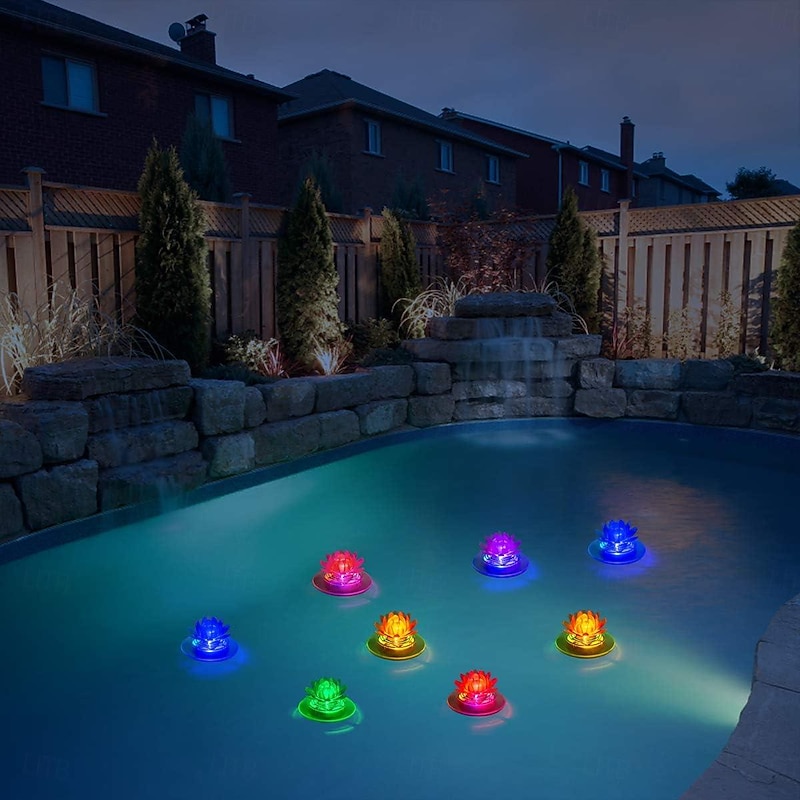 Solar Lotus Swimming Pool Floating Light Solar Pond Night Light RGB Outdoor Garden Lawn Pool Holiday Party Landscape Decoration3