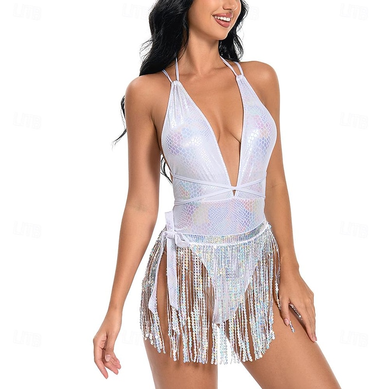 Dance Costumes Exotic Dancewear Pole dance Leotard / Onesie Hollow-out Pure Color Splicing Women's Performance Training Sleeveless High Polyester4