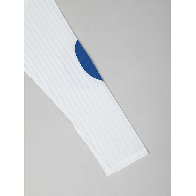 Men's T Shirt Muscle Shirt Ribbed Knit tee Tee Top Long Sleeve Collar Spring &  Fall Color Block Fashion Designer Basic Drawstring Patchwork Vacation Street Going out Black White Blue Top Tee for Men4