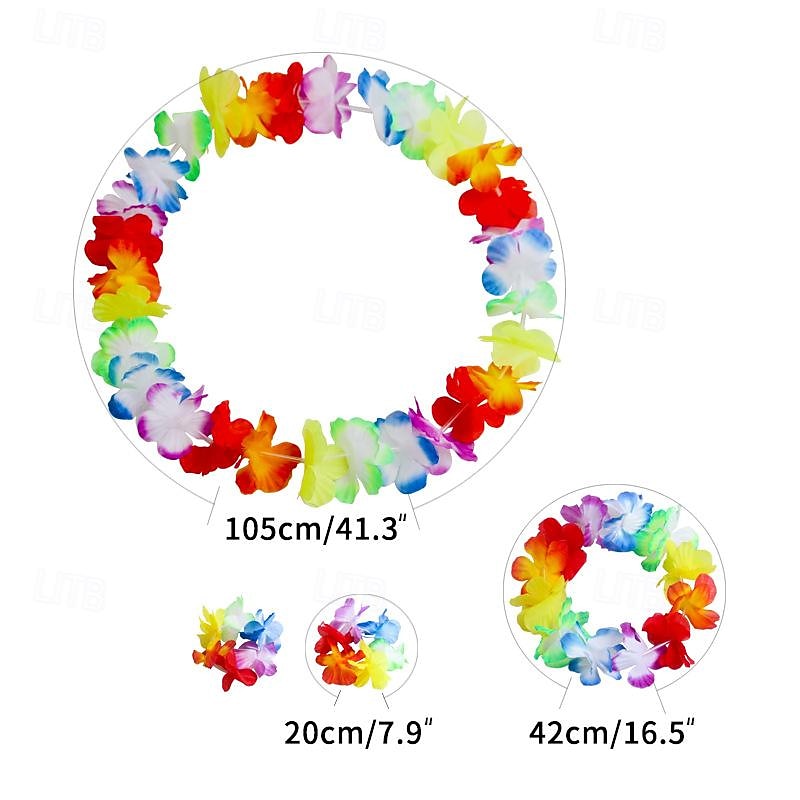 40PCS Classic Flower Ring Combination Set Beach Vacation Decoration Colorful Petal Necklace Festival Party Accessories3