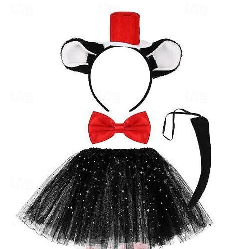 The Cat in the Hat Cat Skirt Cosplay Costume Headband Cosplay Movie Cosplay for Girls' Kid's Carnival Masquerade3