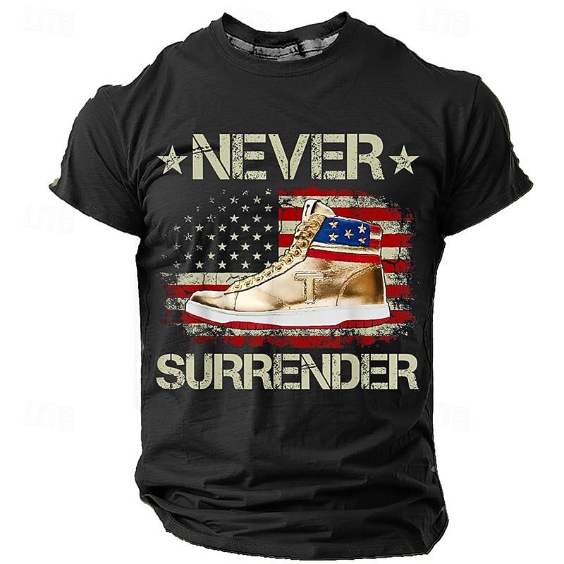 Veterans Day Men's Patriot Patriotic Veteran Graphic Shoe American Flag T shirt Short Sleeve T shirt 3D Print Crew Neck Shirt Daily Designer Retro Vintage Sports Outdoor Holiday Going out Black Navy