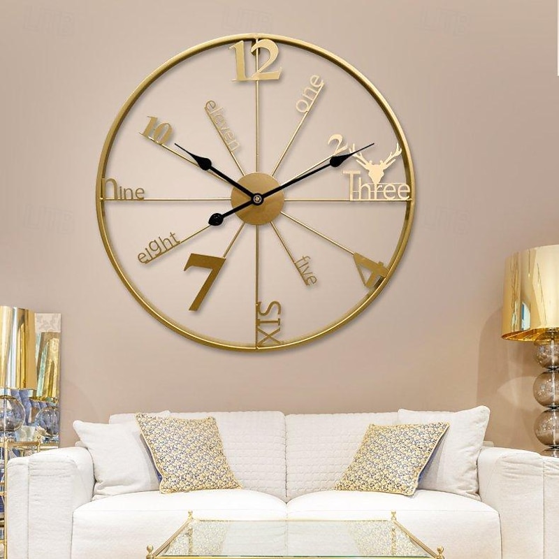 Metal Nordic Wall Watch Art Large Luxury Digital Silent Wall Sticker Clock Wall Aesthetic Creative Clock Decor Wall Clock Metal Modern 60 cm3