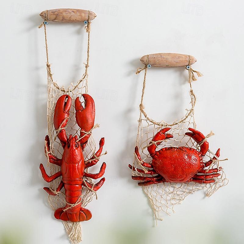 Wall decoration wall hanging Mediterranean style resin seafood model simulation lobster crab store decoration restaurant pendant ornaments