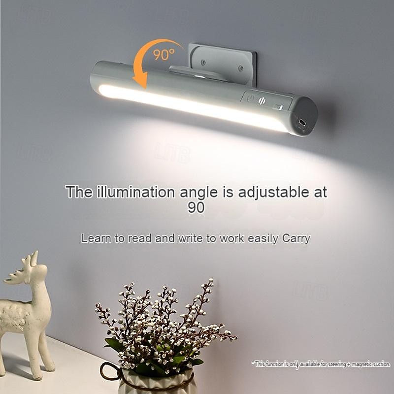 LED Cabinet Light Desk Lamp Student Dormitory Reading Light Study Magnetic LED Cool Light USB Rechargeable Three-Tone Light Touch Bedside Night Light3