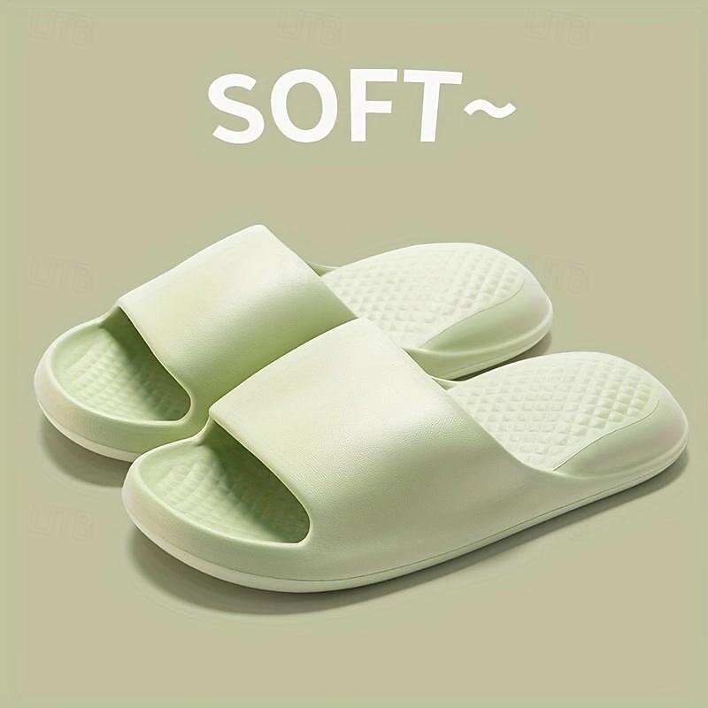Plush Comfort Indoor Slides Slippers Featherweight Non-Slip Solid Colors for Home Bath Use