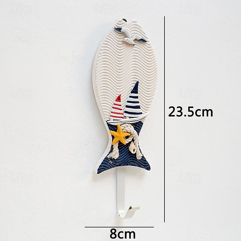 Wall Decoration Wall Hanging Mediterranean Style Home Coat Hook Small Fish Sailing Slipper Style4