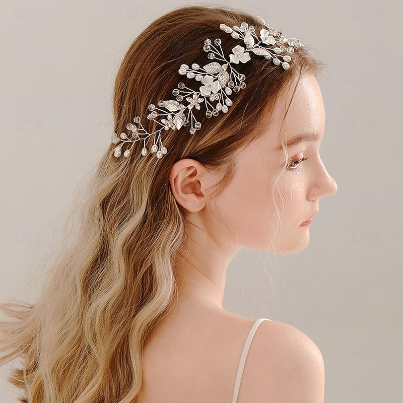 Crown Tiaras Headbands Headdress Rhinestone Alloy Wedding Cocktail Vintage Luxury With Rhinestone Faux Pearl Headpiece Headwear