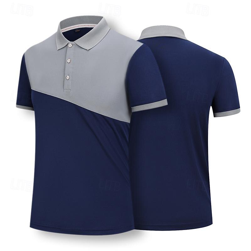 Men's Golf Shirt Golf Polo Casual Sports Lapel Short Sleeve Basic Modern Color Block Patchwork Button Spring & Summer Regular Fit Yellow Red Navy Blue Orange Green Gray Golf Shirt2
