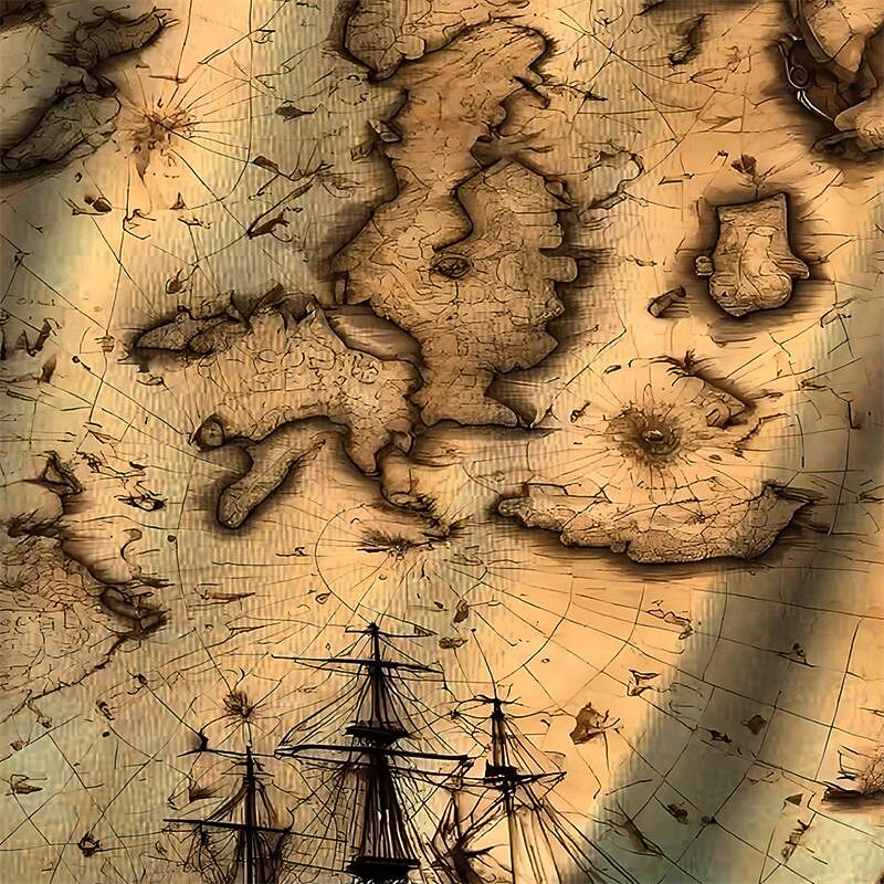 Men's Graphic Map Sailboat T Shirt Short Sleeve T shirt 3D Print Crew Neck Shirt Daily Designer Retro Vintage Sports Outdoor Holiday Going out Blue Brown Green Spring & Summer Clothing Apparel S M L3