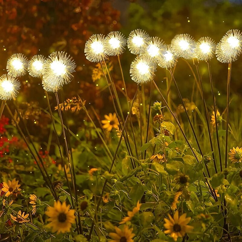 2pcs Solar Garden Swinging Light Solar Powered Dandelion Light 6/8LED Outdoor IP65 Waterproof Patio Light Path Landscape Outdoor Walkway Decoration Lamp2