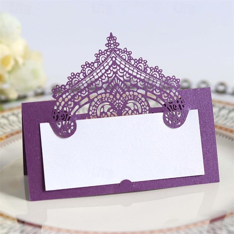 50 Pcs 3D Lace Seat Card Laser Hollowed Out Holiday Handwritten Card Wedding Table Card Name Card4