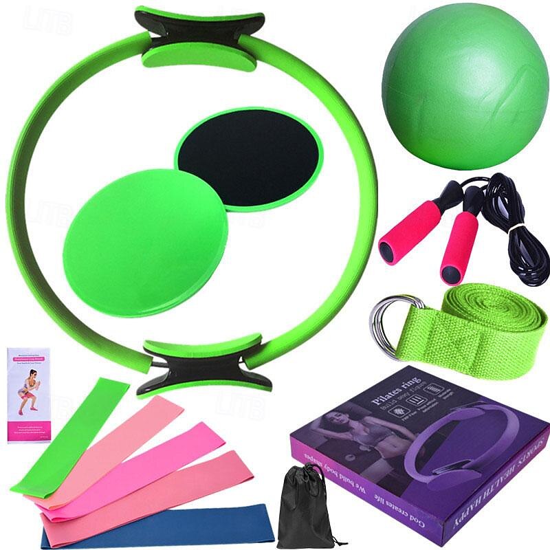 Yoga Ball Fourteen Piece Set Fitness Pilates Ring Sliding Plate Latex Elastic Ring Extension Belt Rubber Jumping Rope Cover4