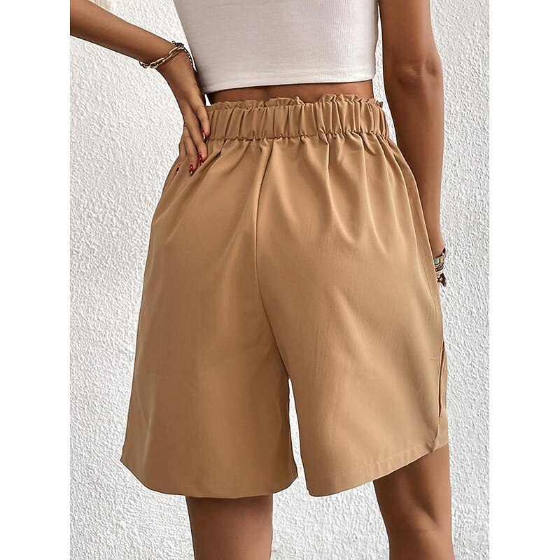Women's Shorts Casual Daily Short Plain Side Pockets Breathability Comfortable Inelastic Going out Weekend Black Wine Army Green Dark navy Summer Regular Fit