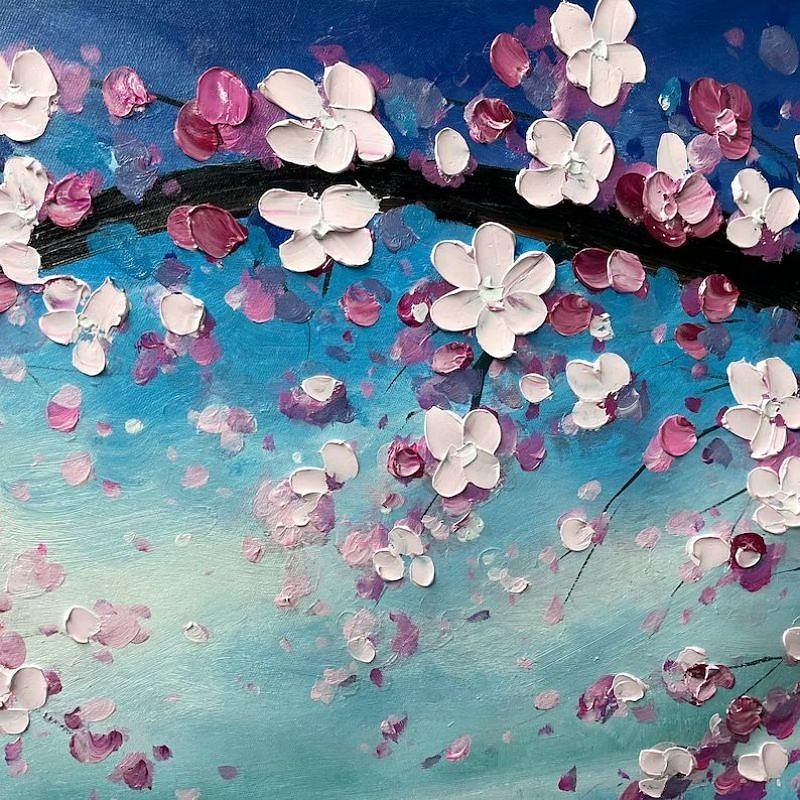 Handmade Oil Painting Canvas Wall Art Decoration Modern Flowers Peach Blossom Landscape  for Home Decor Rolled Frameless Unstretched Painting4