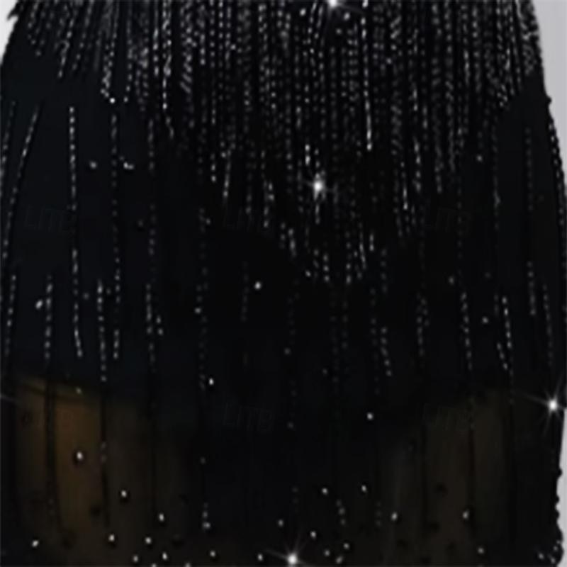 Latin Dance Dress Rhinestone Tassel Women's Performance Training Long Sleeve High Spandex Tulle3