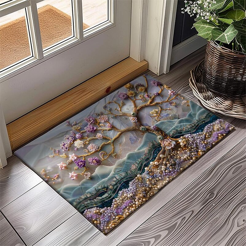 Purple Sparkling Tree of Life Doormat Floor Mats Washable Rugs Kitchen Mat Non-Slip Oil Proof Rug Indoor Outdoor Mat Bedroom Decor Bathroom Mat Entrance Rug3