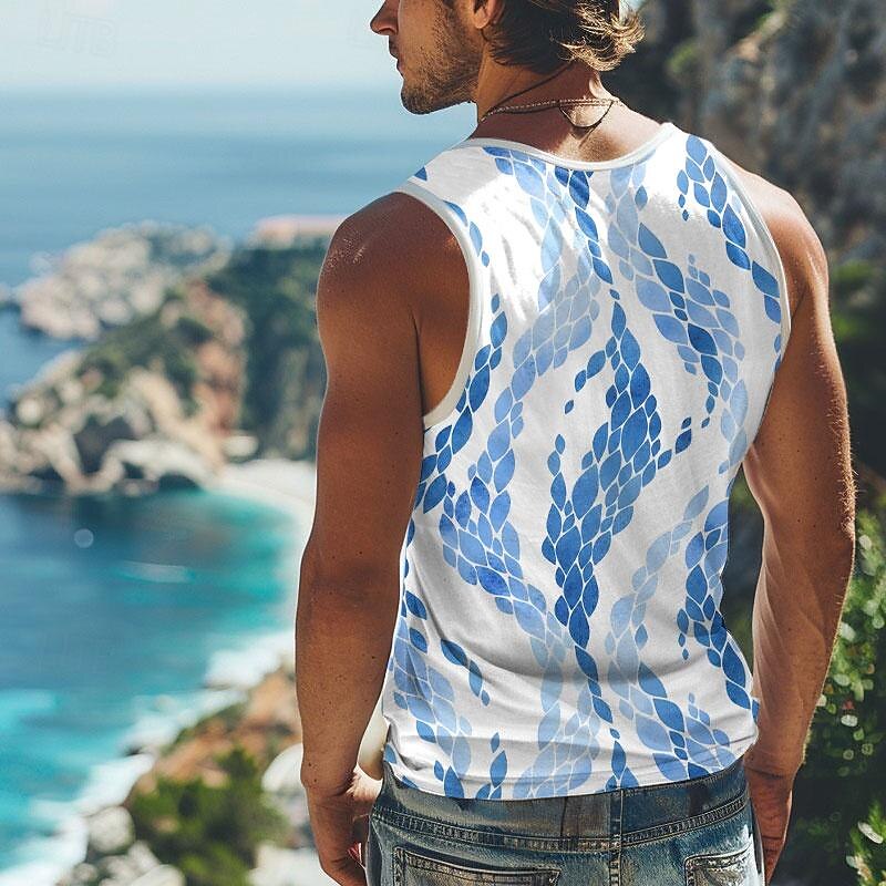 Men's Graphic Spray Tank Top Vest Top Sleeveless T Shirt for Men Sleeveless T shirt 3D Print Crew Neck Shirt Vacation Fashion Resort Style Sports Outdoor Casual Gym Royal Blue Blue Dark Blue Summer2