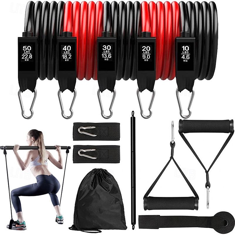 11 piece Bodhi Stick Set Fitness Resistance Belt Tension Rope Elastic Rope Set Tension Equipment TPE Pilates2