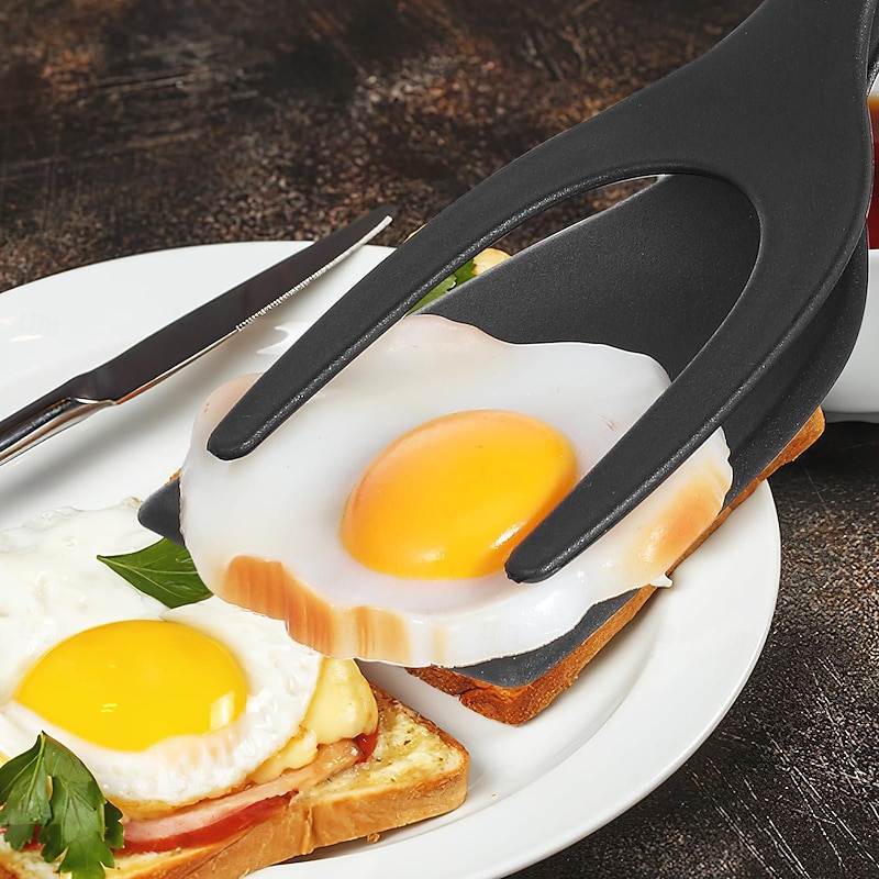 2 in 1 Grip and Flip Spatula Tongs Egg Flipper Tong Pancake Fish French Toast Omelet Making for Home Kitchen Cooking Tool4