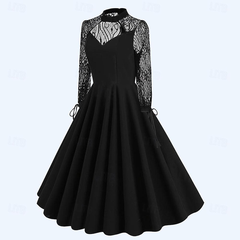 Retro Vintage 1950s Rockabilly Dress A-Line Dress Swing Dress Solid Color Fancy Dress Women's Halloween Carnival Masquerade Party Bachelorette Party Adults Dress Homecoming Dresses4