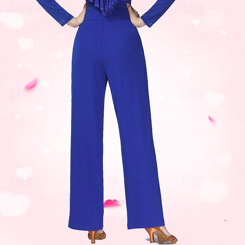 Latin Dance Ballroom Dance Pants Pure Color Splicing Tulle Women's Performance Training High Spandex3