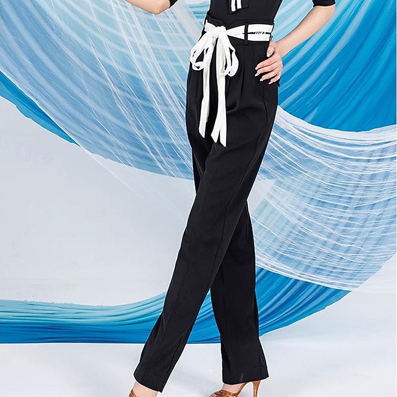 Latin Dance Ballroom Dance Pants Sash / Ribbon Women's Performance Daily Wear High POLY4