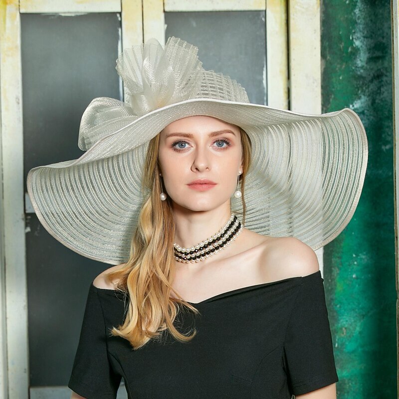 Hats Headwear Fiber Bucket Hat Floppy Hat Sun Hat Wedding Casual Elegant Wedding With Bowknot Floral Headpiece Headwear2