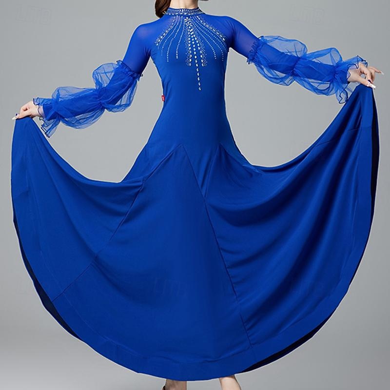 Latin Dance Ballroom Dance Dress Crystals / Rhinestones Women's Performance Daily Wear Long Sleeve Crystal Cotton