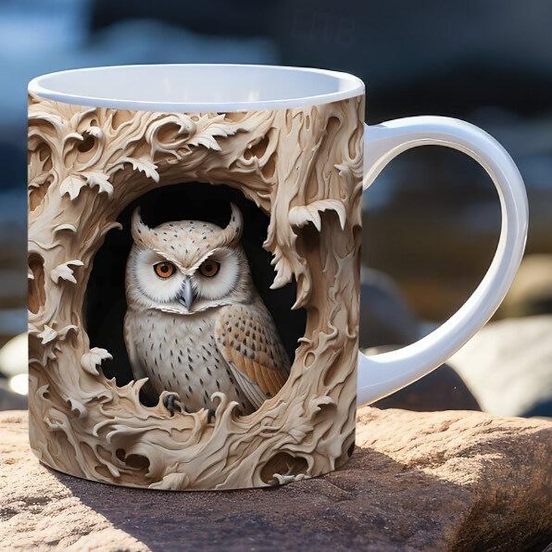 3D Owl Mugs, Funny 3D Animals Mug, Creative Space Design Multi-Purpose Mugs, Animals Lovers Coffee Mug, Cute Mug Ceramic Coffee Mugs, Cool Birthday Christmas Gifts for Women and Men3