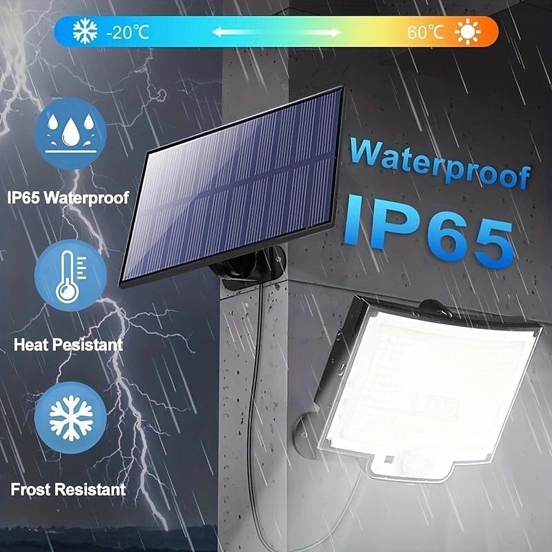 1pc Solar Flood Lights 228 LEDs Solar Flood Lights Outdoor split Solar Wall Lights, Solar Outdoor Lights Motion Sensor, 3 Lighting Modes Dusk to Dawn, IP65 Waterproof Wall Lamp with Remote2