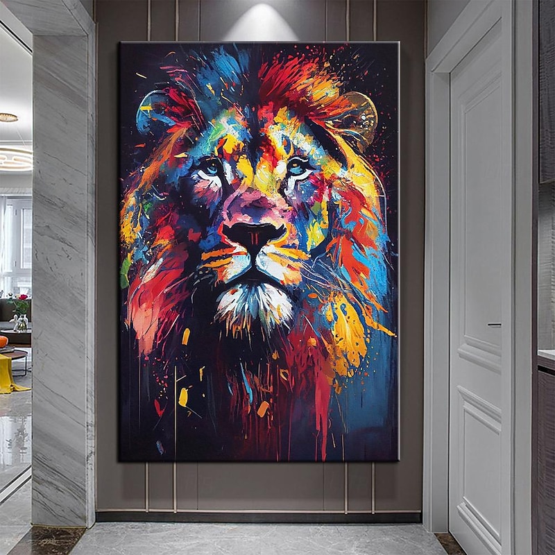 Large Lion Oil Painting on Canvas hand painted tiger Abstract Animal Canvas painting Wall Art Modern Impressionist Lion Artwork picture for Living Room bedroom wall home decor4