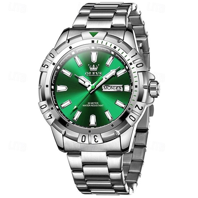 New Olevs Olevs Brand Men'S Watches New Luminous Calendar Week Display Green Water Quartz Watch Fashion Waterproof Men'S Wristwatch4