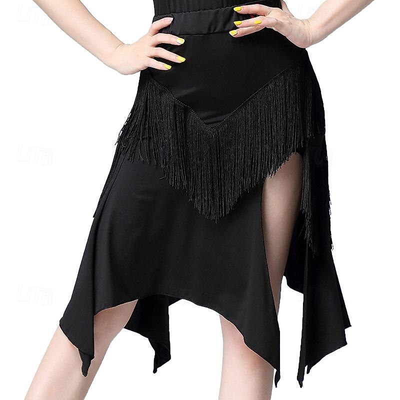 Latin Dance Skirts Tassel Women's Training Daily Wear High Polyester4