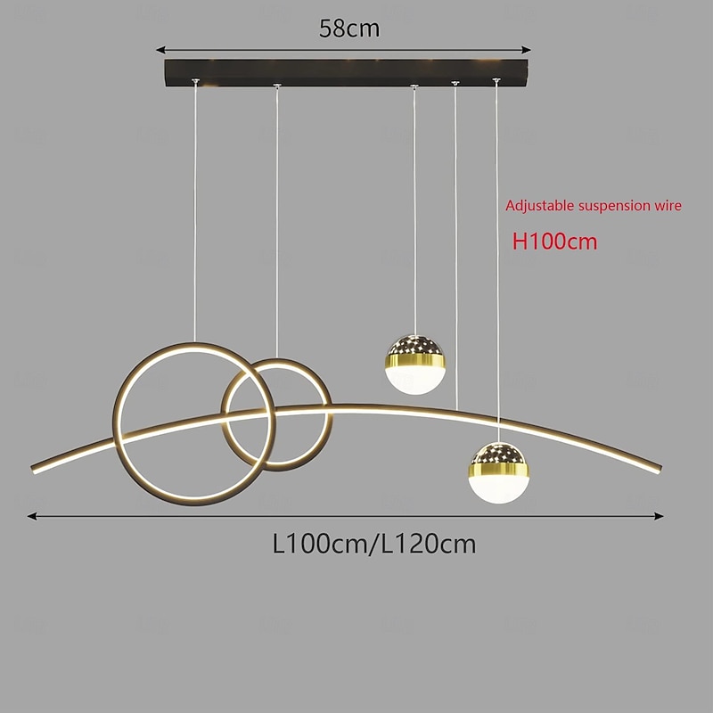 120 cm Dimmable Pendant Light Aluminum Silica gel Artistic Style Novelty Stylish Painted Finishes Black Artistic Modern 110-240 V4
