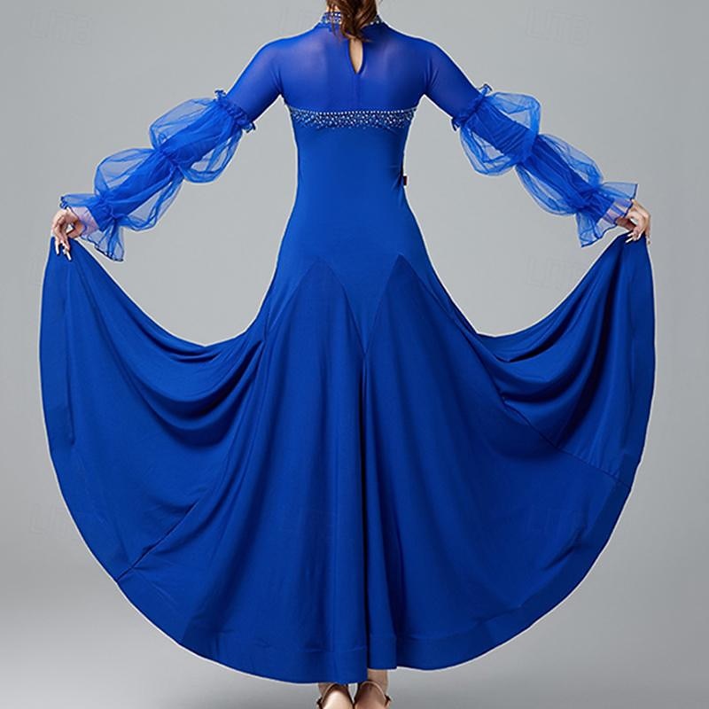 Latin Dance Ballroom Dance Dress Crystals / Rhinestones Women's Performance Daily Wear Long Sleeve Crystal Cotton2