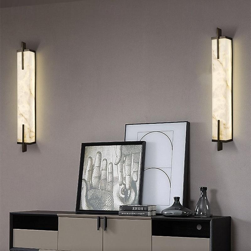 Led Wall Marble Lighting, Indoor Living Room Decor Light Fixture, Bedroom Bedside Hallway Headboard Lamps,Warm White 60/80cm 85-265V