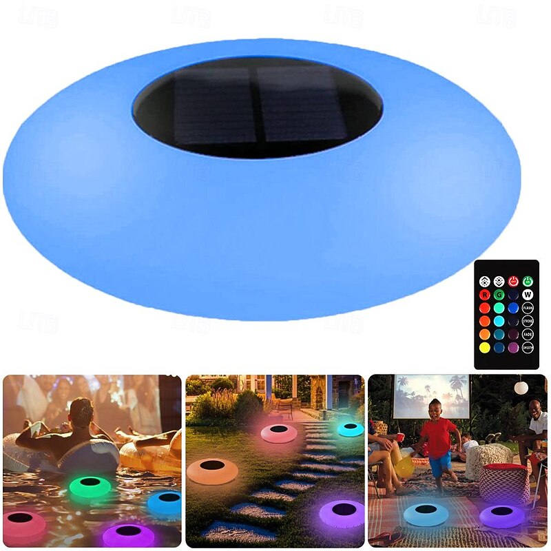 Solar Floating Pool Light with Remote Control, Submersiable LED Pool Light 16 RGB Color Changing Waterproof Outdoor Garden Lawn Pond Pool Party Decorative Light 1PC