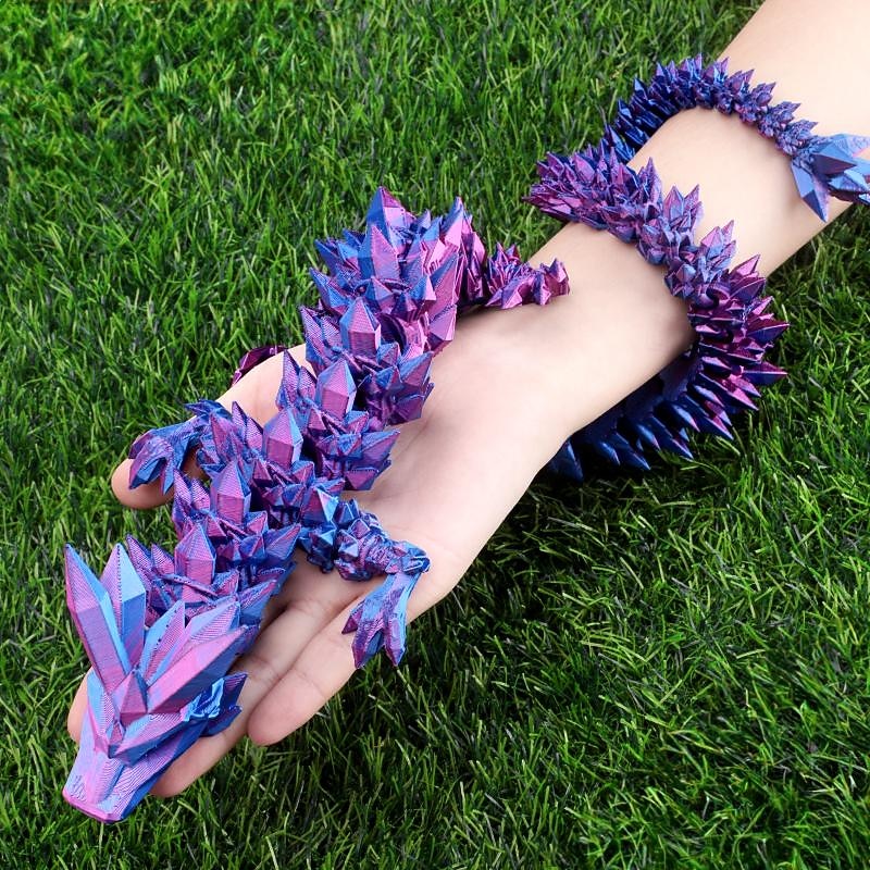 3D Printed Crystal Dragon Gem Dragon 3D Articulated Dragon Toys Rotatable and Dragon Chinese Flexible Realistic Ornament3