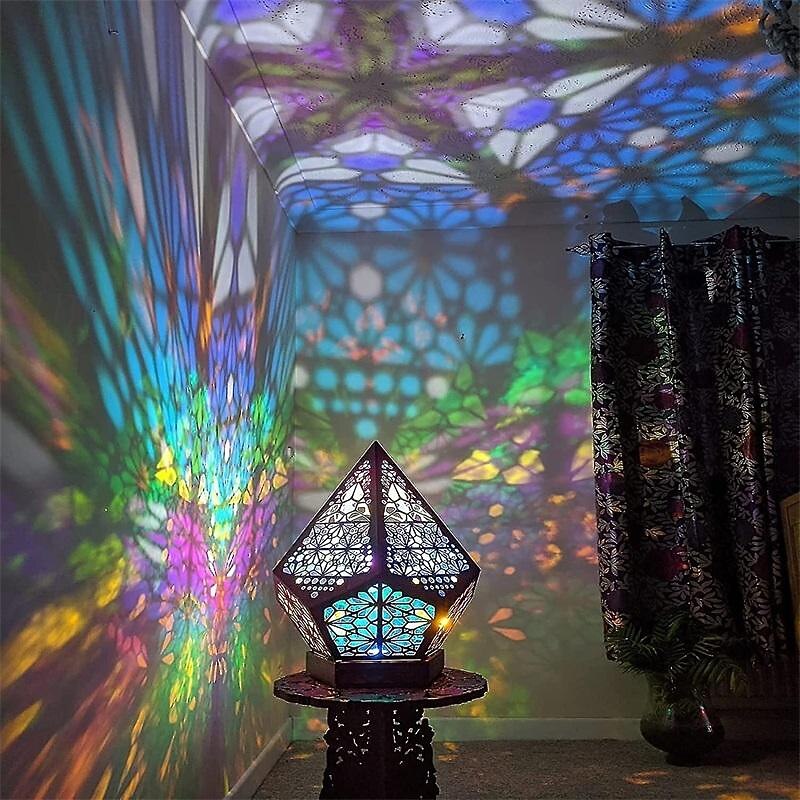 Large Polar Star Floor Lampbohemian Decorative Floor Lampled Colorful 3d Projection Hollow Lampdiamond Retro Lampsuitable For Homepartychristmas4