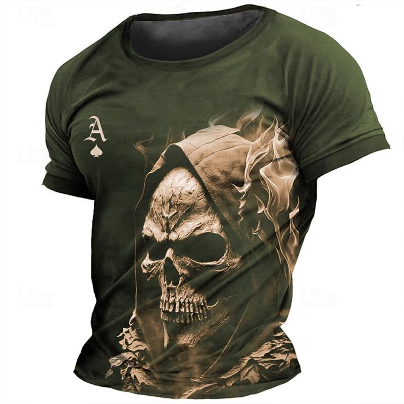 Men's Graphic Skulls T Shirt Tee Top Short Sleeve T shirt 3D Print Crew Neck Shirt Daily Designer Retro Vintage Sports Outdoor Holiday Going out Black Navy Blue Brown Spring & Summer Clothing Apparel4