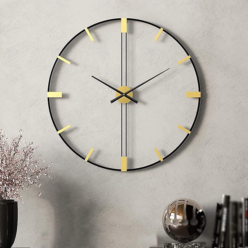 Metal Round Large Wall Clock Creative Wrought Iron Clock Retro Wrought 60 cm Silent Wall Clock Non-Ticking Battery Operated for Home Kitchen Cafe Hotel Office3