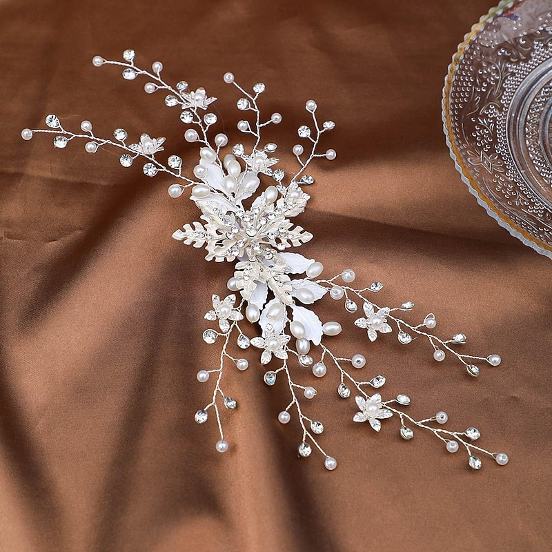 Headdress Hair Clip Imitation Pearl Rhinestone Wedding Cocktail Retro Wedding With Faux Pearl Crystals Headpiece Headwear3