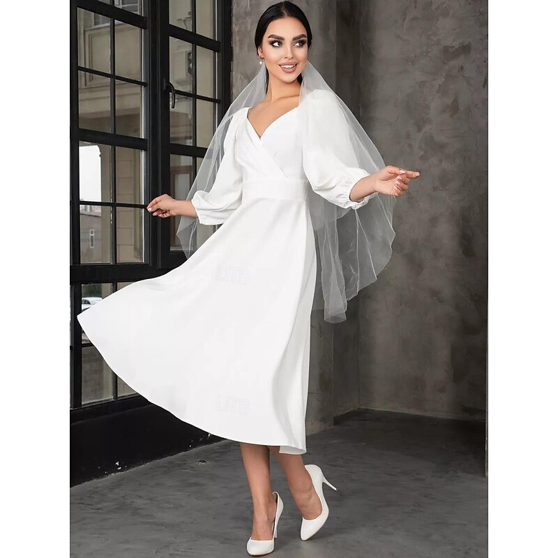 Vintage 1950s Mini Dress Little White Dress Bridal Solid Colored A-Line V Neck Fancy Dress Women's Masquerade Wedding Bridal Shower Bachelorette Party Adults' Dress Homecoming Dresses2