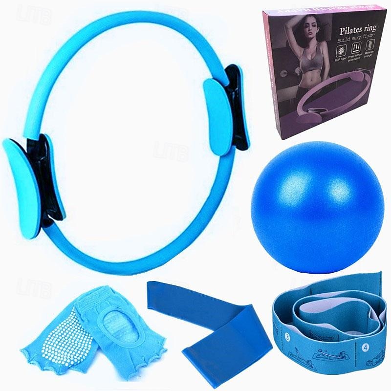 Pilates Circle Six Piece Yoga Ball Latex Elastic Ring Yoga Socks Position Belt Fitness Set Six Piece Set Box3