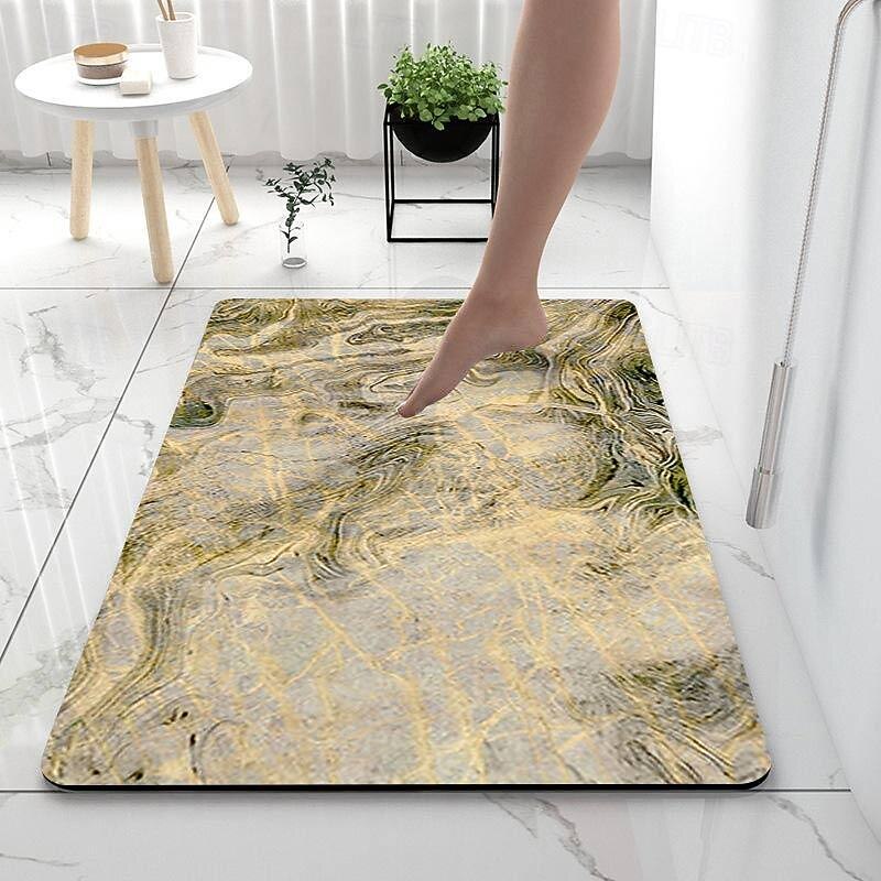 Marble Pattern Bathroom Bath Mats Creative Absorbent Bathroom Rug Diatomaceous Earth Non Slip3
