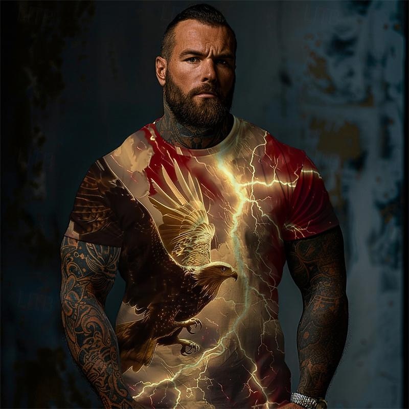 Men's Graphic Animal Eagle T Shirt Tee Top Short Sleeve T shirt 3D Print Crew Neck Shirt Designer Retro Vintage Casual Sports Outdoor Holiday Going out Yellow Red Royal Blue Spring & Summer Clothing4