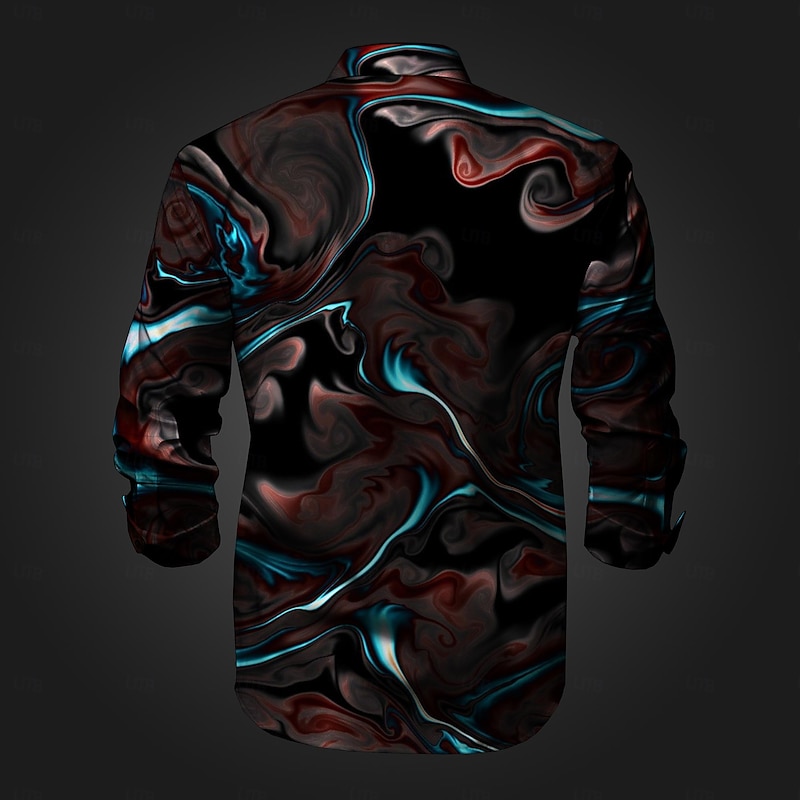 Men's Color Block Geometric Pattern Button Up Shirt Printed Shirts Long Sleeve Abstract Subcultural Fashion Casual Party Causal Casual Spring & Summer Turndown Print Button-Down Rose+Black Black Grey3