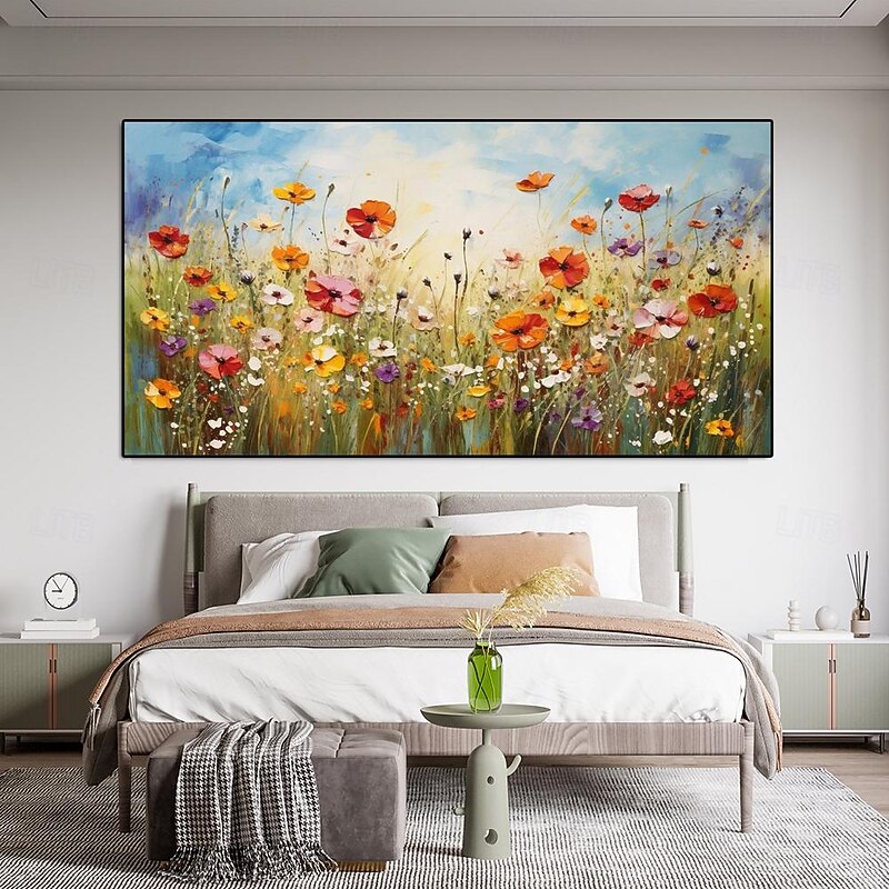 Flower oil painting on canvas handmade abstract colorful flower floral oil painting hand painted wall art canvas spring painting  for living room wall decor4